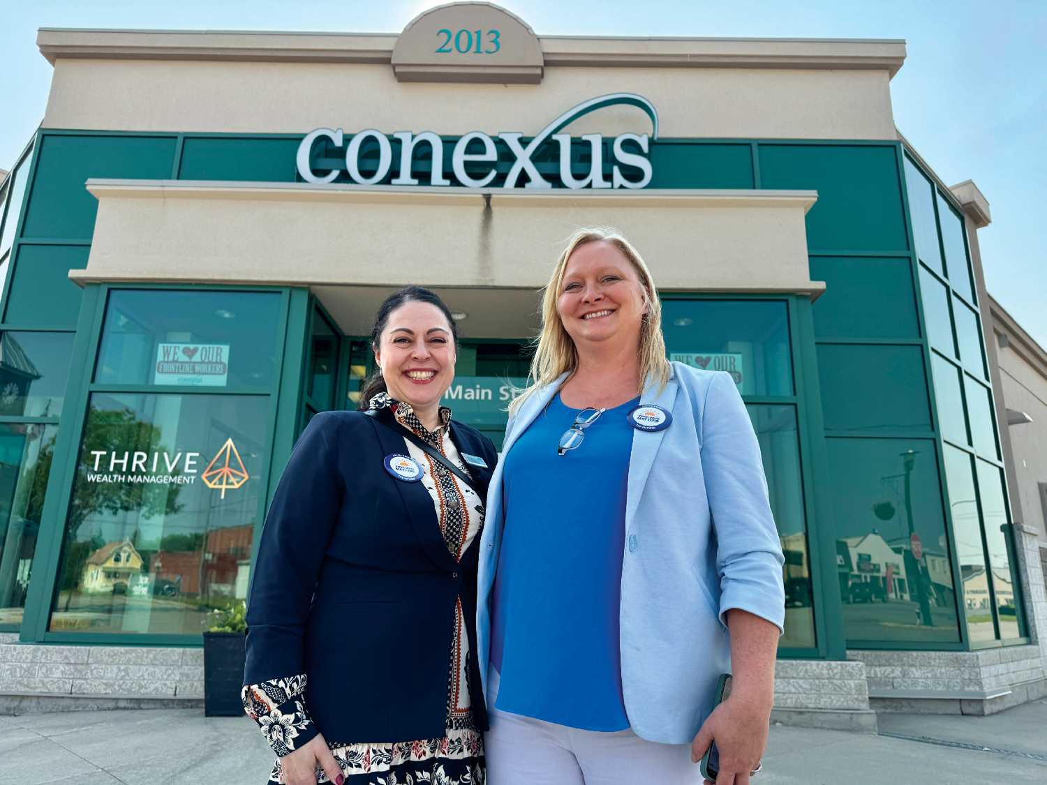 CEO of Conexus Celine Philpot with Moosomin Conexus Branch Manager Sara Crouse.